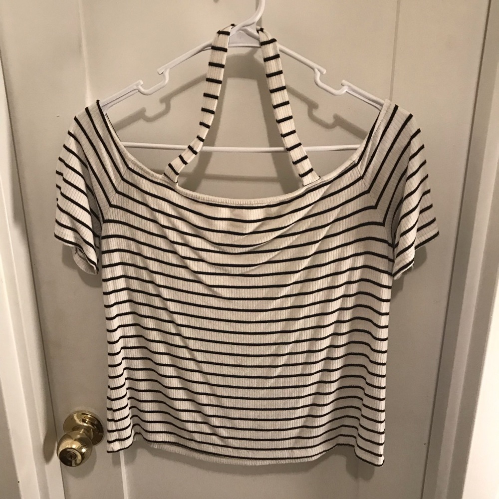 Off the shoulder striped tee